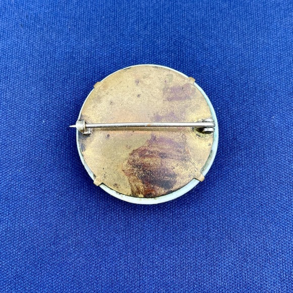 Antique Hand Painted Floral Porcelain Brooch - Picture 2 of 4